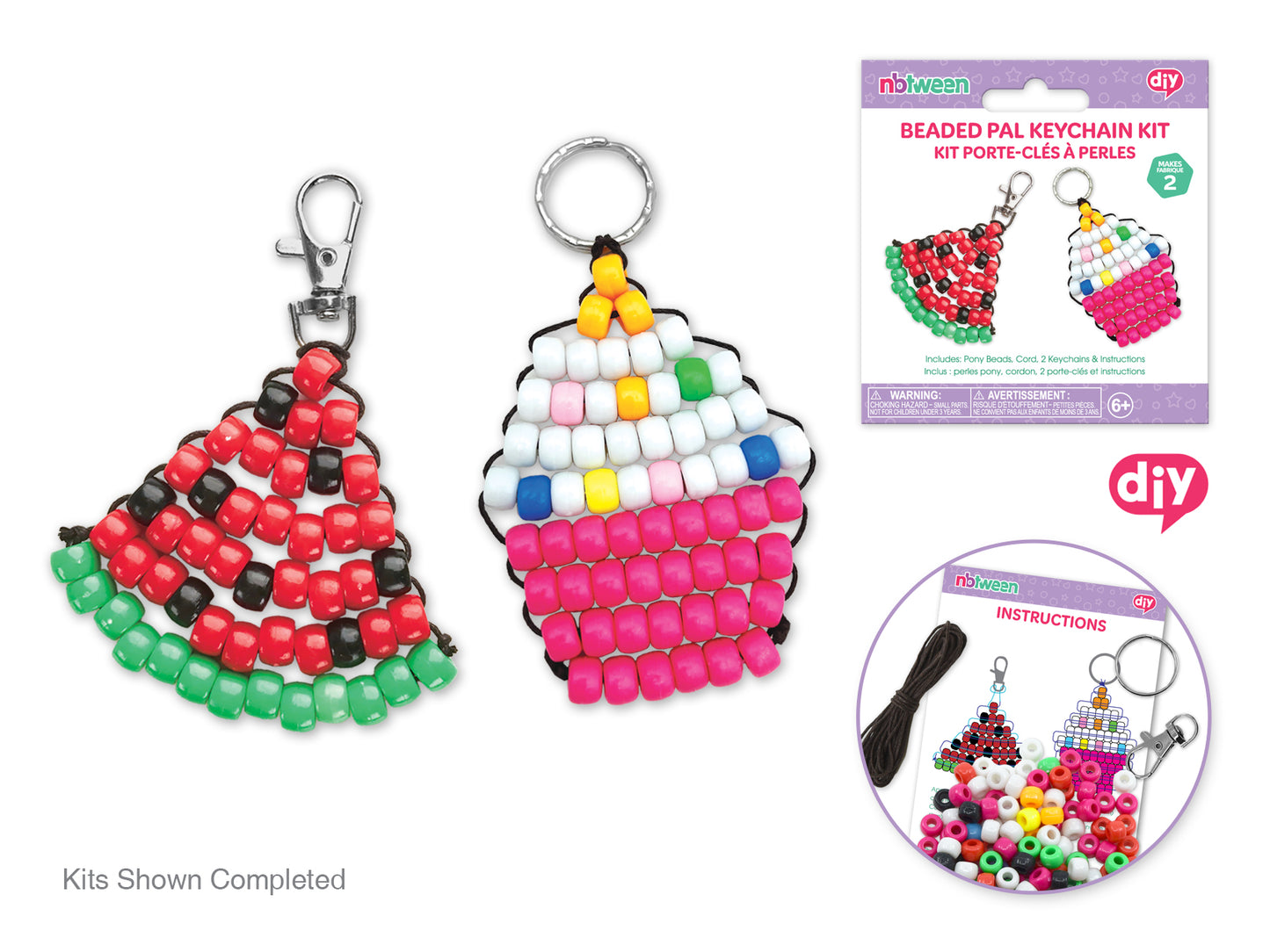 Krafty Kids Kit: DIY Pony Bead Pals Keychain Kits w/Cord&Findings