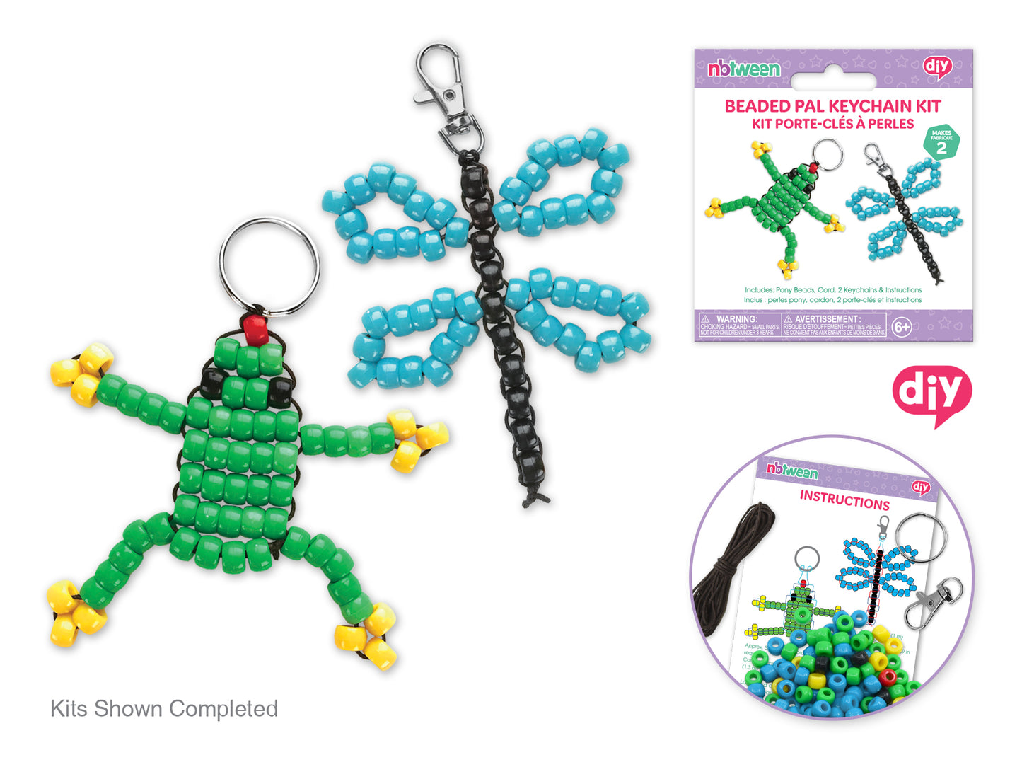 Krafty Kids Kit: DIY Pony Bead Pals Keychain Kits w/Cord&Findings