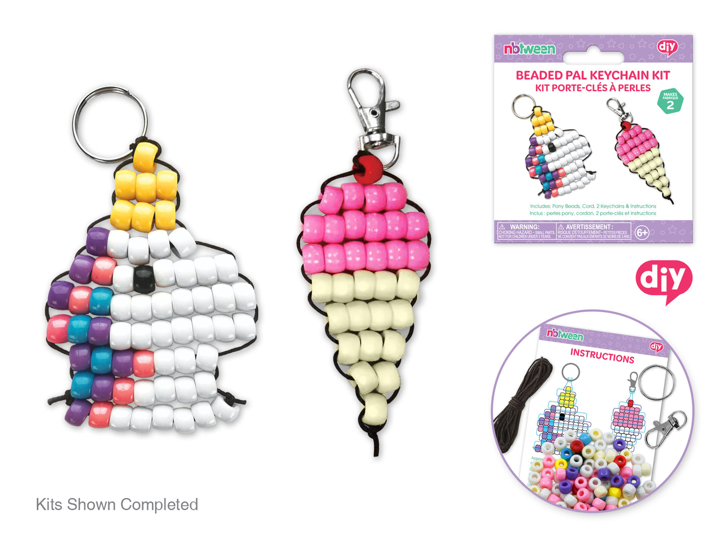 Krafty Kids Kit: DIY Pony Bead Pals Keychain Kits w/Cord&Findings