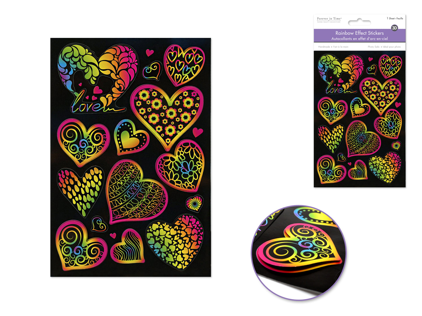 Handmade Sticker: 4.9"x7.3" 3D Rainbow Effect