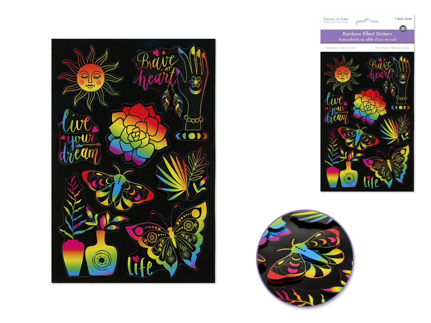 Handmade Sticker: 4.9"x7.3" 3D Rainbow Effect