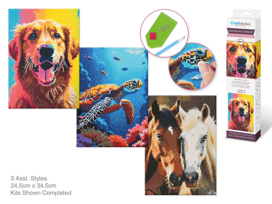 Craft Medley Kit: Diamond Art 11.8"x15.7" w/Gems+Tools Majestic Creatures