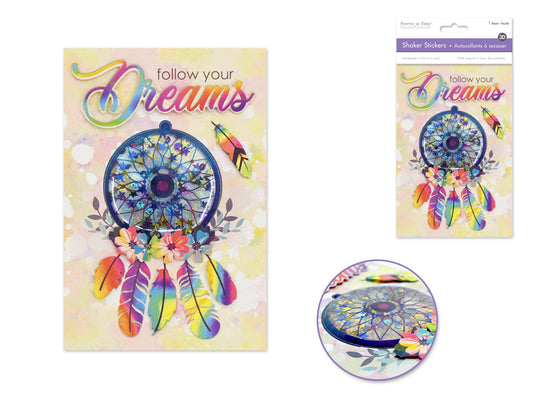 Handmade Sticker: 4.9"x7.3" 3D Shaker Series - Follow Your Dreams