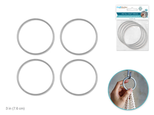 Craft Medley: Metal Rings 3" 4pc Galvanized