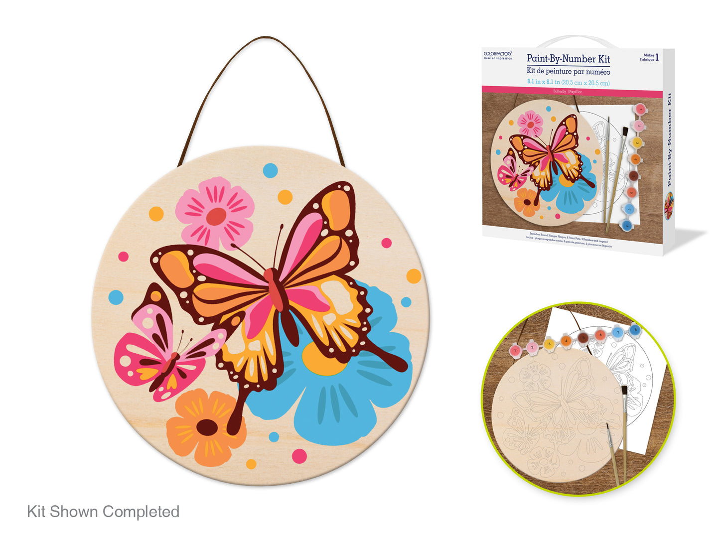 Color Factory Paint-By-Number Kit: 8.1" Rnd Hanger Plaque w/Paints+Brushes Beachside