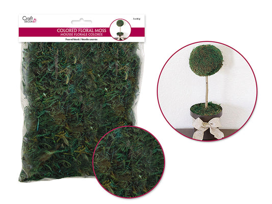 Craft Decor Dried Naturals: 2oz Colored Floral Moss (60gms) B) Wild Moss Green