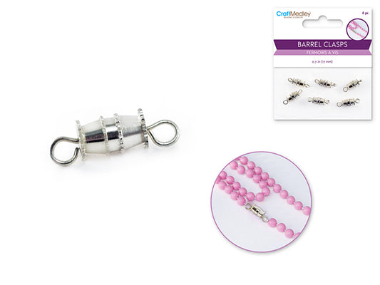 Jewelry Findings: 17mmx5.5mm Barrel Clasp x6 Tapered  Silver