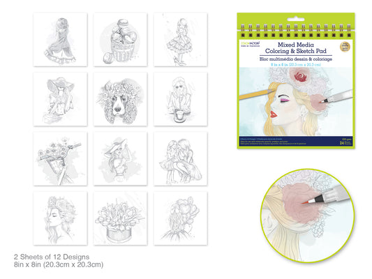 Color Factory: Coloring Sketch Pad 8"x8" 250gsm 24Sht Diva