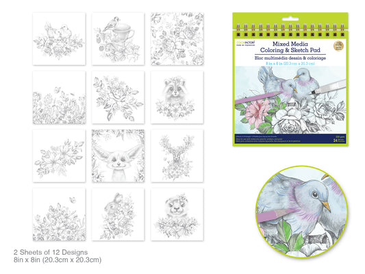 Color Factory: Coloring Sketch Pad 8"x8" 250gsm 24Sht Garden Critters