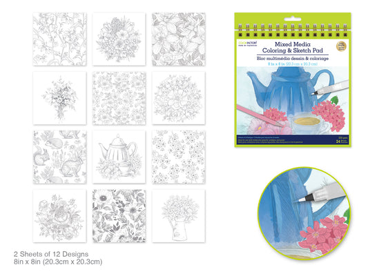 Color Factory: Coloring Sketch Pad 8"x8" 250gsm 24Sht Breakfast Nook