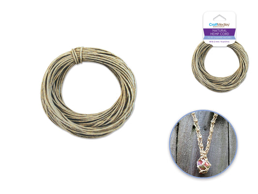 Natural Hemp Cord: 48lb (2mm) 10yd/hank