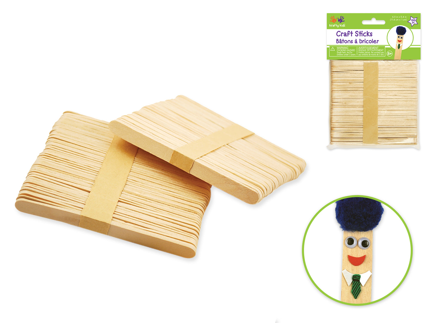 Craftwood: 4.5"x3/8" Regular Craft Sticks 100/pk