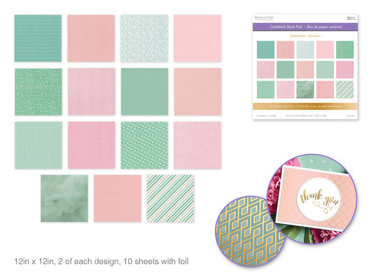 Cardstock: 12"x12" Foil Themed Stack Pad x30 (15 Designs) 230GSM  Sweetness