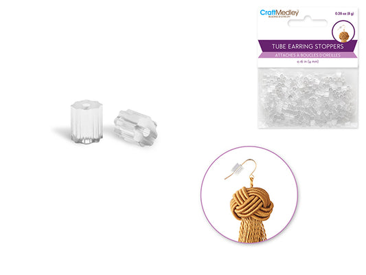 Jewelry Findings: 4mm Tube Fancy Earring Back/Stopper Rubber