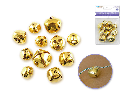 General Crafts: 20mm-30mm Jingle Bells Metal A) Gold