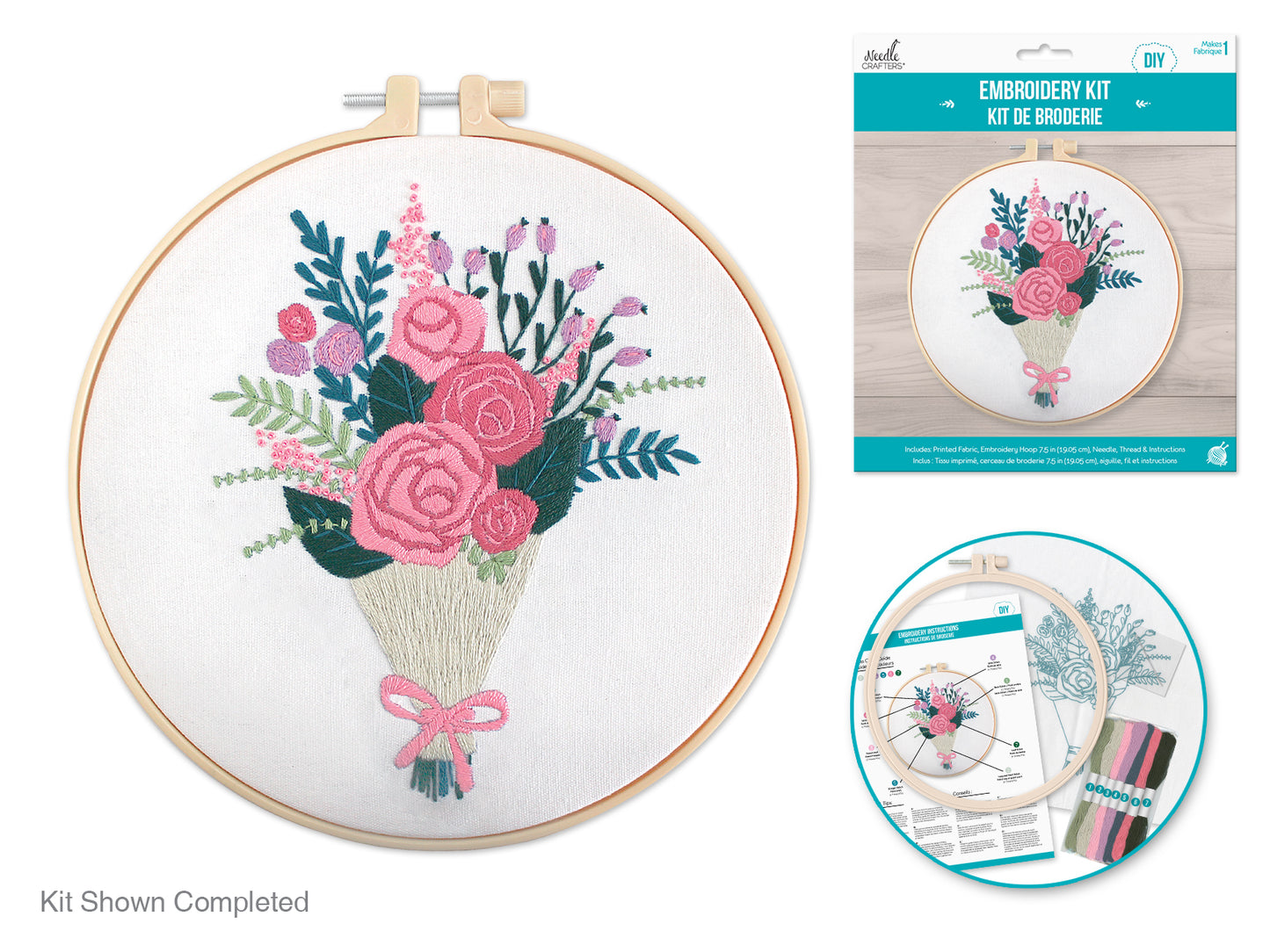 Needlecrafters Kit: DIY Embroidery Cross-Stitch Kit w/Needle