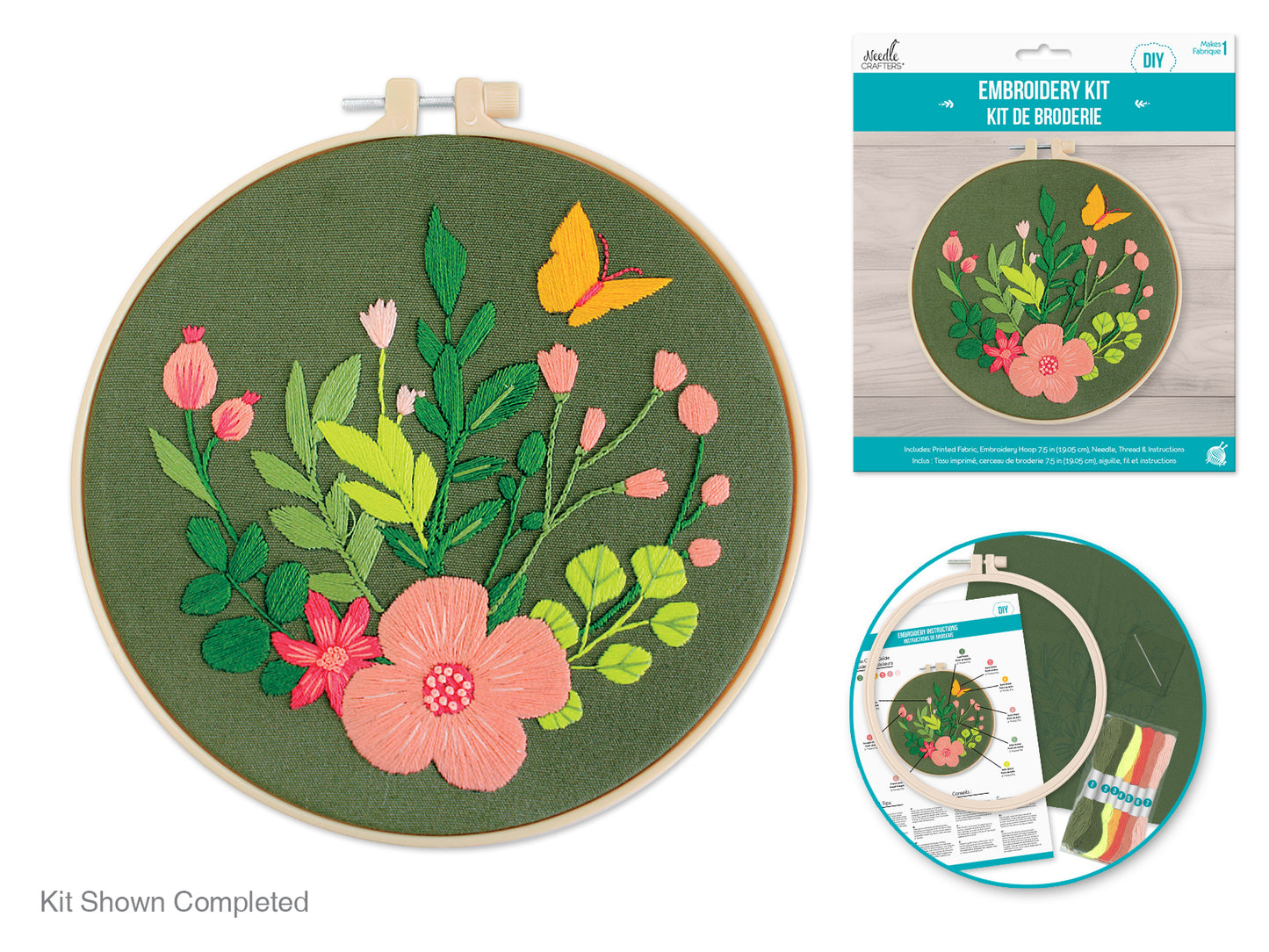 Needlecrafters Kit: DIY Embroidery Cross-Stitch Kit w/Needle