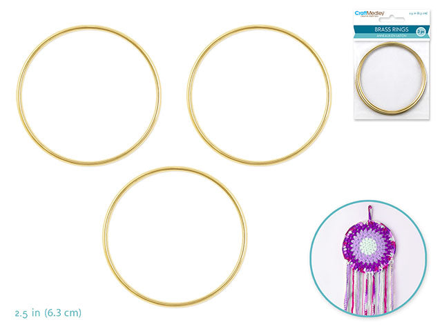 Craft Medley: Brass Rings 2.5" Round x3