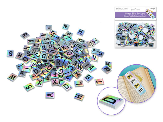 Paper Craft Stickers: 0.6"x0.7" Foil Letter Tiles 150pc Silver foil