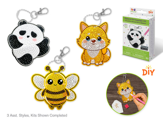 Krafty Kids Kit: Diamond Painting DIY Keychain Kit Asst Creature Pals