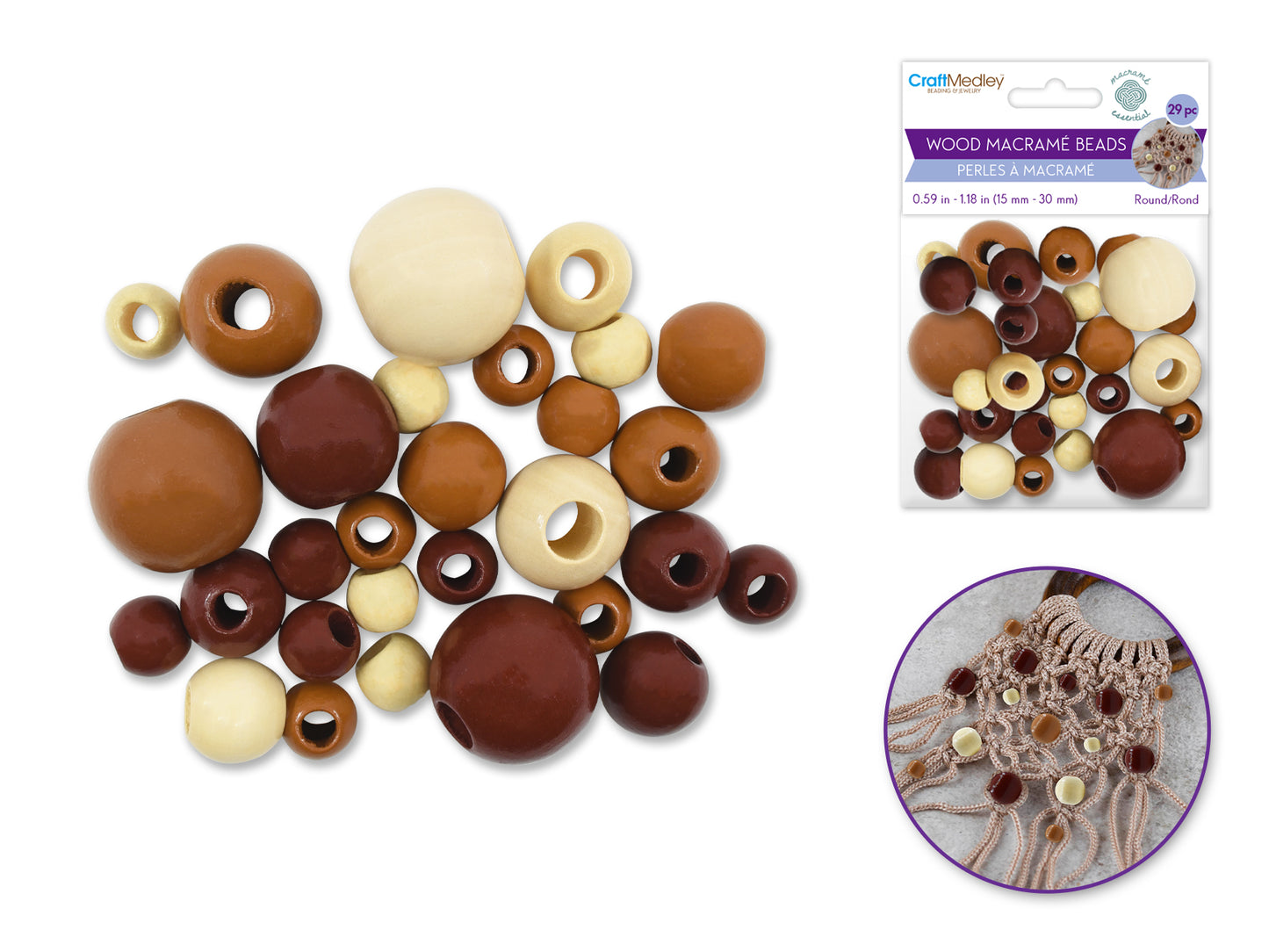 Craftwood: Round Beads Natural Wood Stained