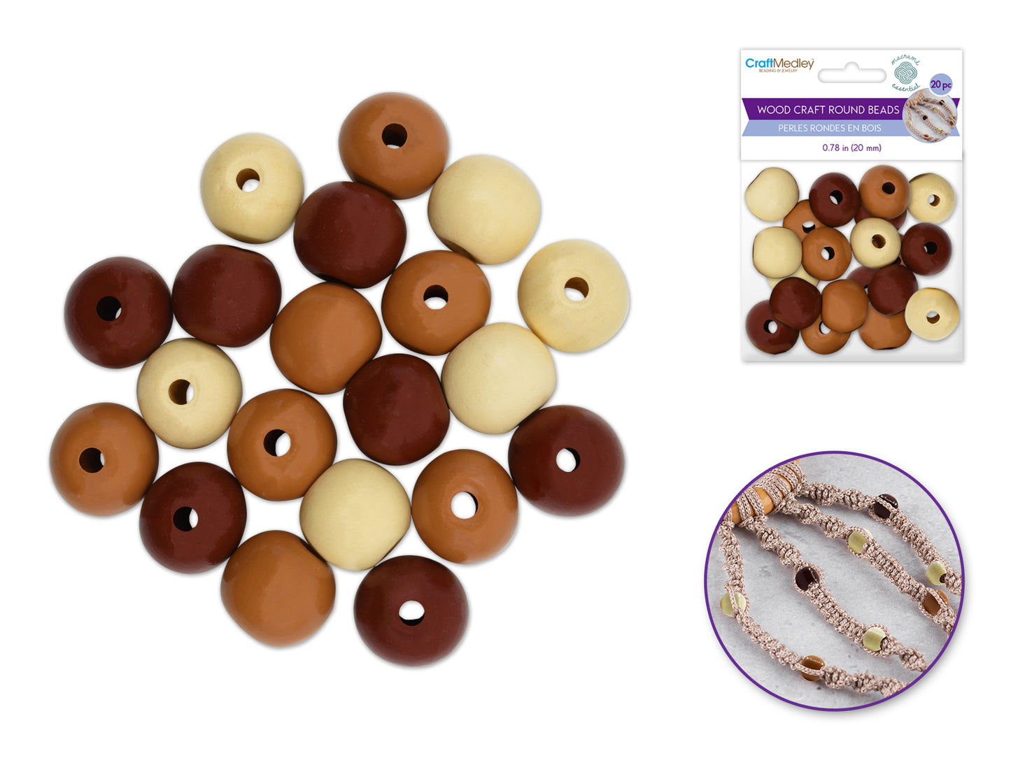 Craftwood: Round Beads Natural Wood Stained