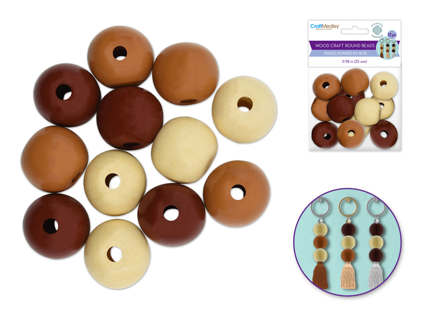 Craftwood: Round Beads Natural Wood Stained