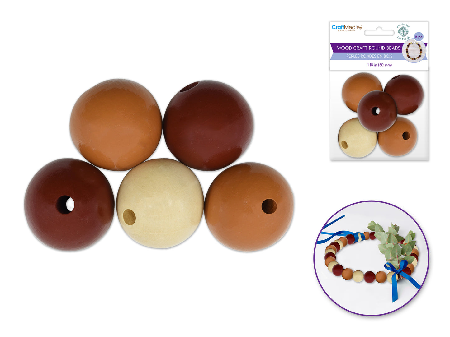 Craftwood: Round Beads Natural Wood Stained