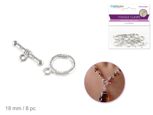 Jewelry Findings: 18mm Toggle Clasp x8sets Antique Finish  SILVER