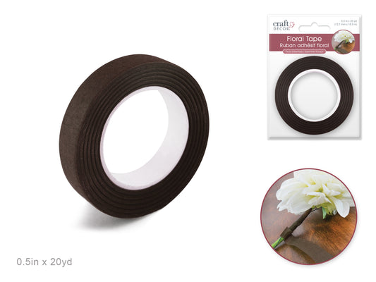 Floral Tape Stem Wrap: 1/2" x 20yds Brown