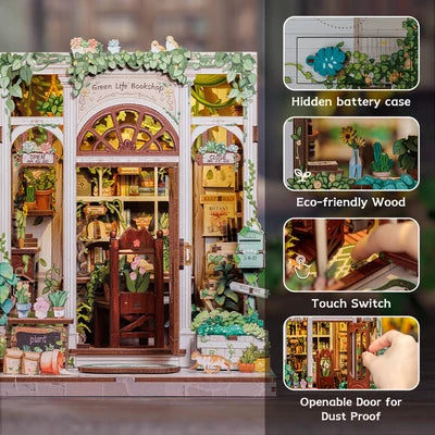 CUTEBEE DIY Book Nook Kit  Green Life Bookshop