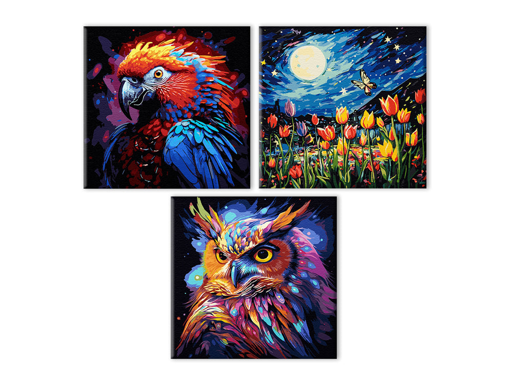 Stretch Artist Black Canvas Kit: 11.8"x11.8" PBN 280g Primed Asst  Fly Away