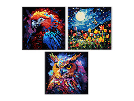 Stretch Artist Black Canvas Kit: 11.8"x11.8" PBN 280g Primed Asst  Fly Away