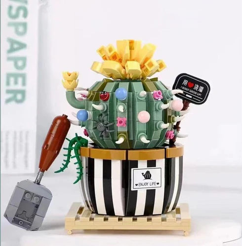 Potted Round Cactus | LOZ 1246