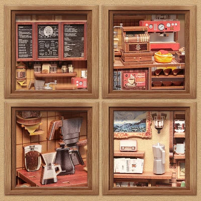 CUTEBEE DIY Dollhouse Kit CORNER COFFEE SHOP