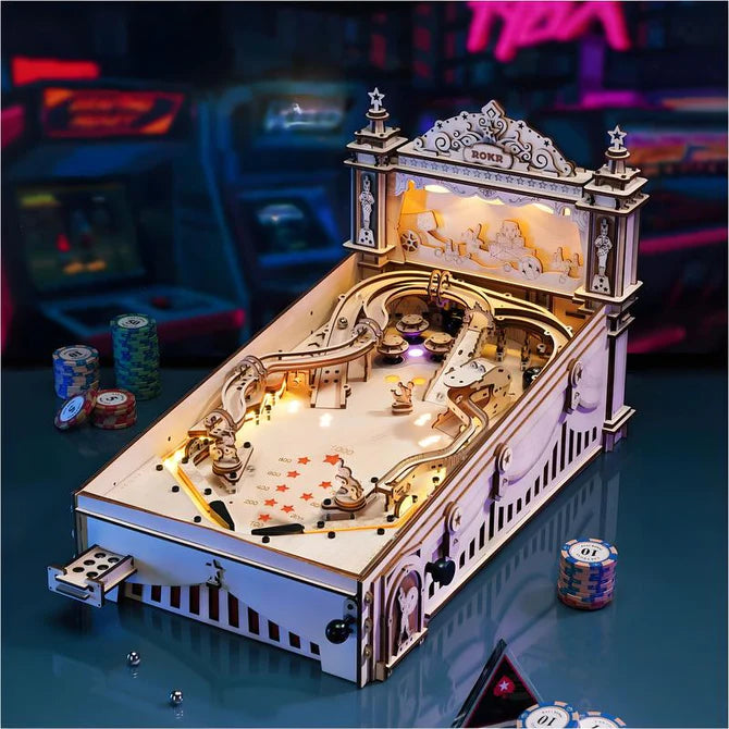Mechanical Pinball Machine | Robotime ROKR EG01 3D Wooden Puzzle Kit