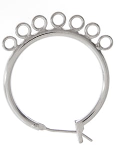 CHANDELIER EARRING 7 RING 23mm RHODIUM Nickel Free