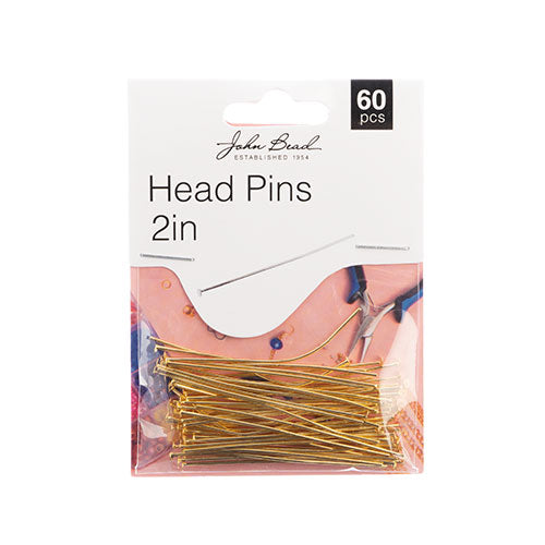 Must Have Findings - Head Pins 2in 20ga(0.032) Gold 60pcs