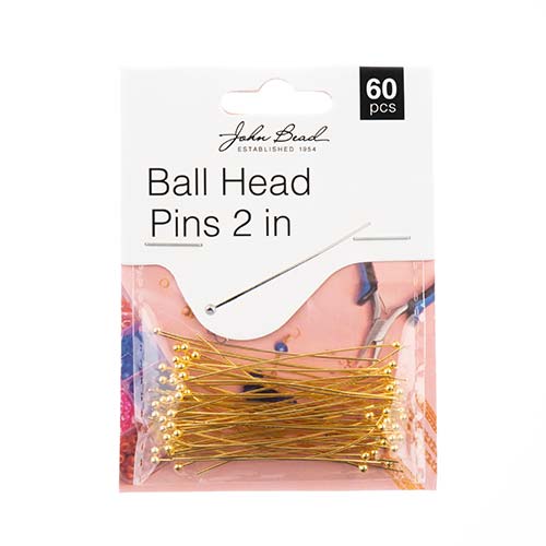 Must Have Findings - Ball Head Pins 2in 22ga(0.025) Gold 60pcs