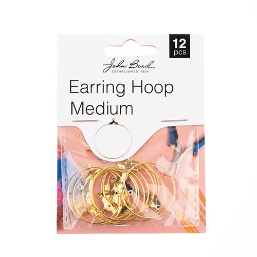 Must Have Findings - Earring Hoop Medium (apx 25mm) Gold 12pcs