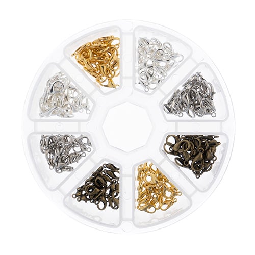 Findings - Assortment Round 8 Slots Lobster Clasps 160pcs