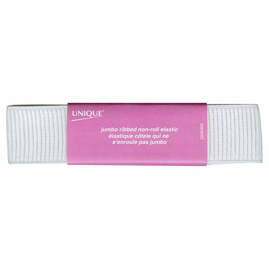 UNIQUE Jumbo Ribbed Elastic 38mm x 1.2m - White
