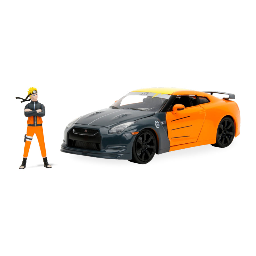 Naruto Shippuden Naruto & 2009 Nissan GT-R R35 Orange/Grey - Hollywood Rides 1:24 Scale Diecast