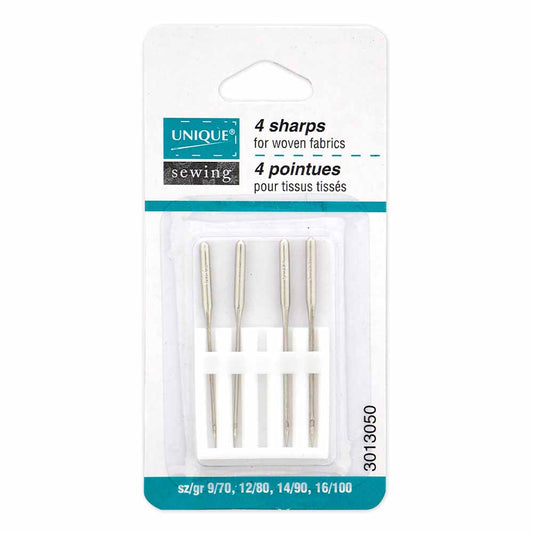 UNIQUE SEWING Sharps Needles Asst. 70/10,80/12,90/14,100/16 - 4 count
