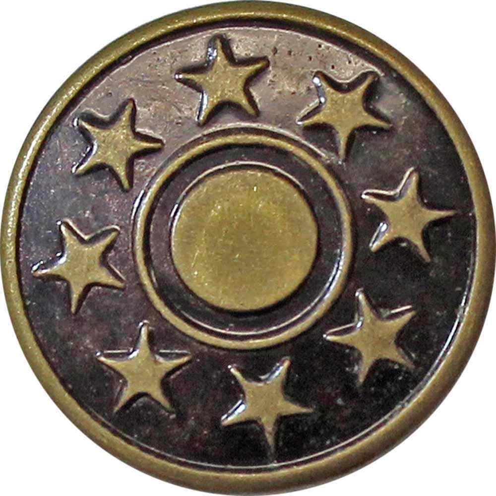 UNIQUE SEWING Jean Buttons No Sewing - Antique Brass Stars - 6pcs. - 17mm (5⁄8″)