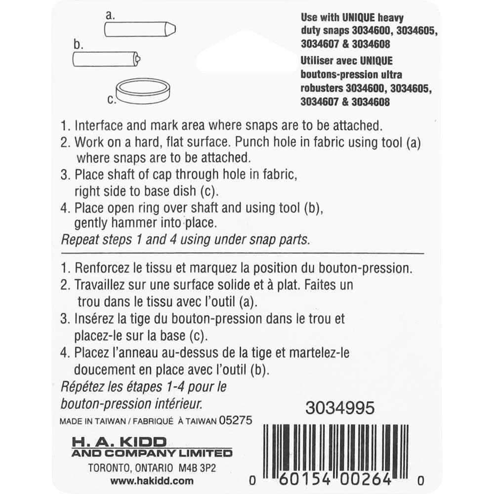 UNIQUE SEWING Large Snap Attach Tool