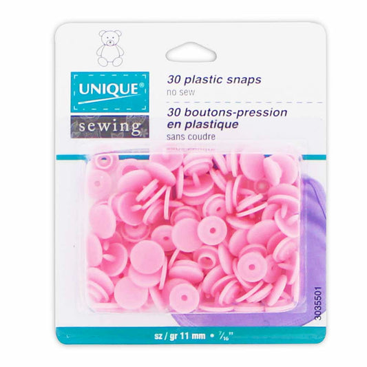 UNIQUE SEWING Plastic Snap Fasteners - Baby Pink - size 2 / 11mm (3⁄8″) - 30 sets