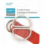UNIQUE SEWING Metal D-Rings - 31mm (11⁄4″) - Silver - 2 pcs.