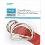 UNIQUE SEWING Metal D-Rings - 38mm (11⁄2″) - Silver - 2 pcs.