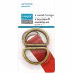 UNIQUE SEWING Metal D-Rings - 25mm (1″) - Antique Gold - 4 pcs.